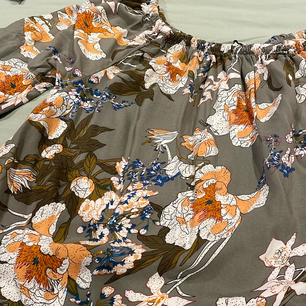 Floral, off the shoulder, beachy wear shirt